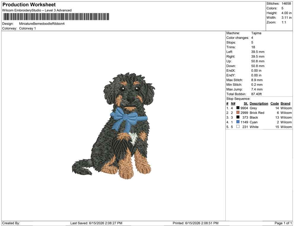 Miniature Bernedoodle Ribbon