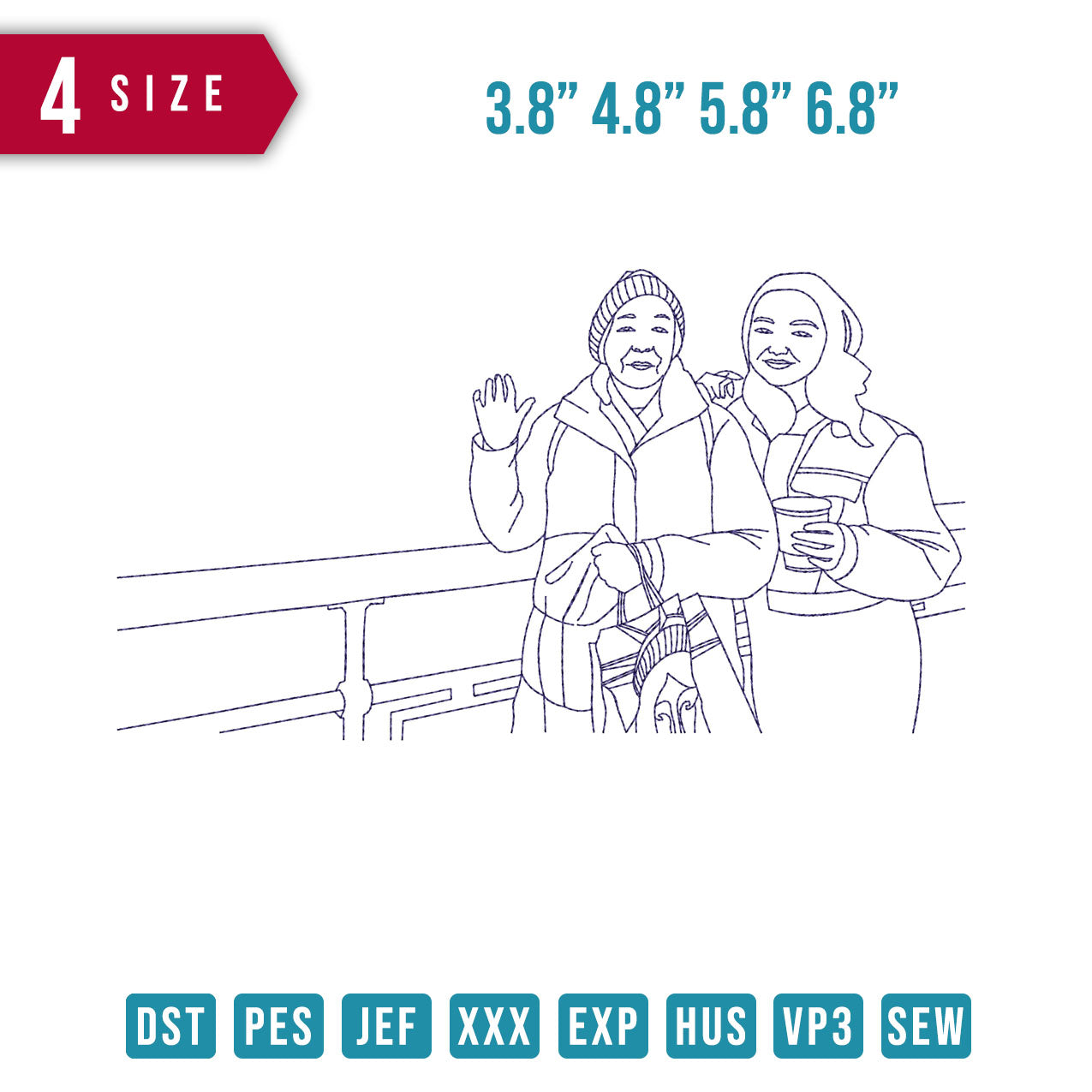 Mom And Girl Outline