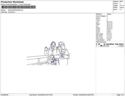 Mom And Girl Outline