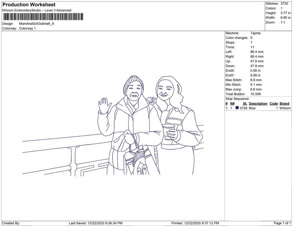 Mom And Girl Outline