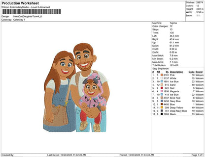 Mom Dad Daughter Toon