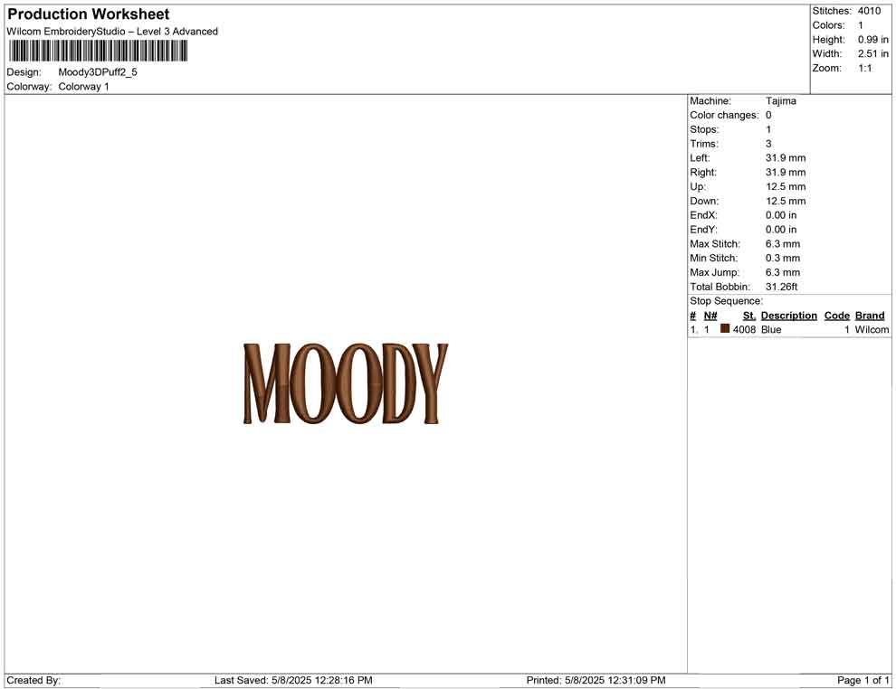 Moody 3D Puff