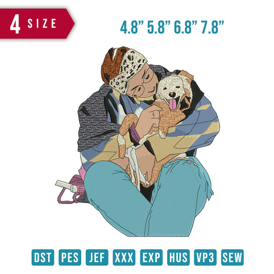 Mother And Dog Sit