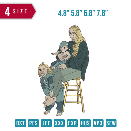 Mother Children on chairs