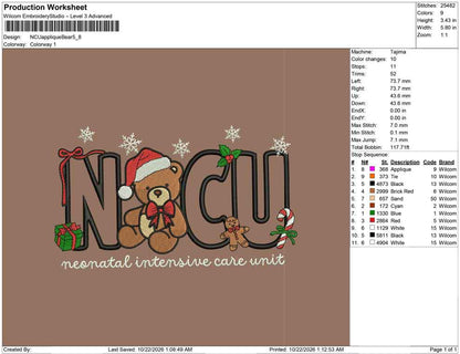 NCU applique Bear
