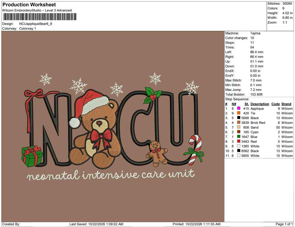 NCU applique Bear