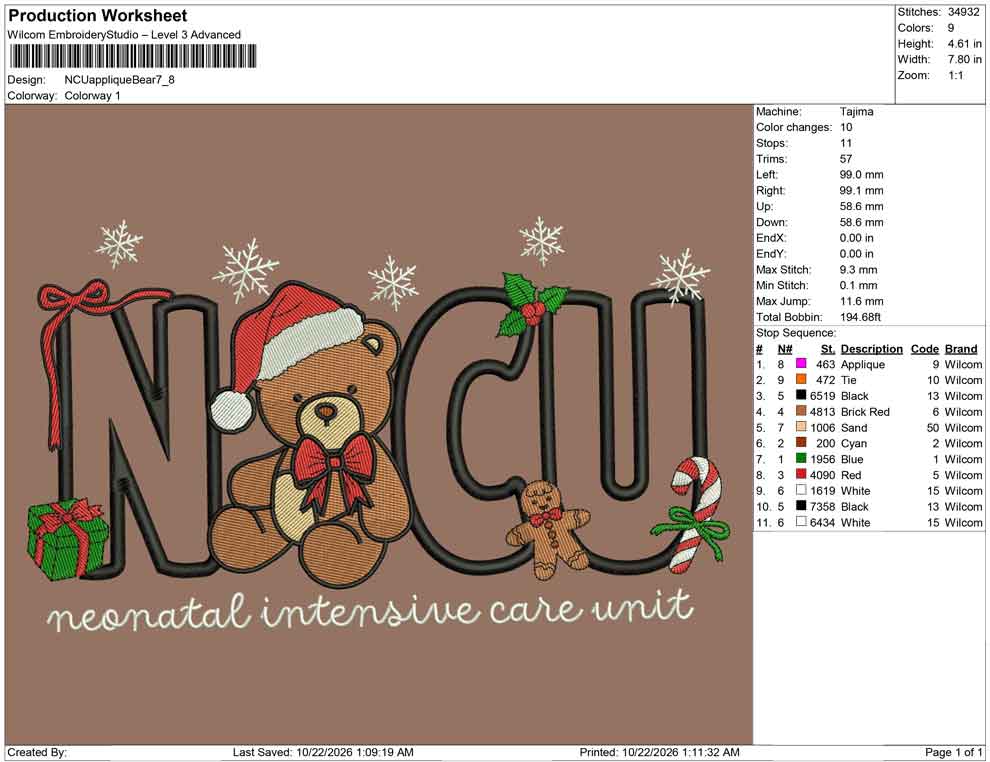 NCU applique Bear