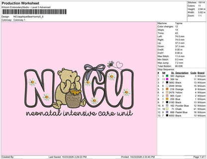 NCU applique Bear Hunny