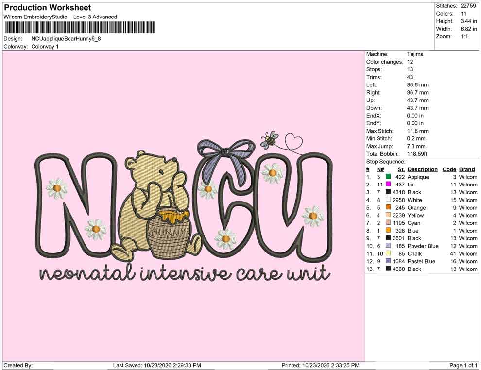 NCU applique Bear Hunny