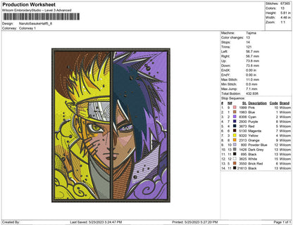 Naruto Sasuke Half