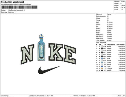 Nike Bombay Saphire Bottle