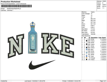 Nike Bombay Saphire Bottle