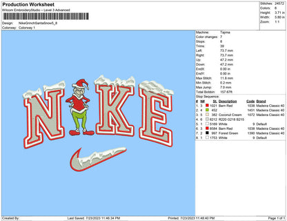 Nike Grinch Santa with snow