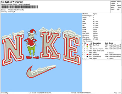 Nike Grinch Santa with snow