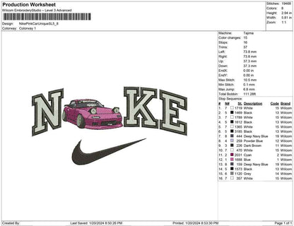 Nike pink car unique Swoosh big