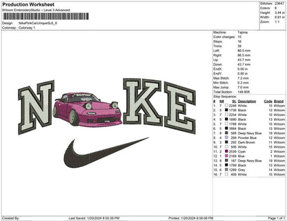 Nike pink car unique Swoosh big