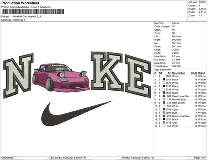 Nike pink car unique Swoosh big