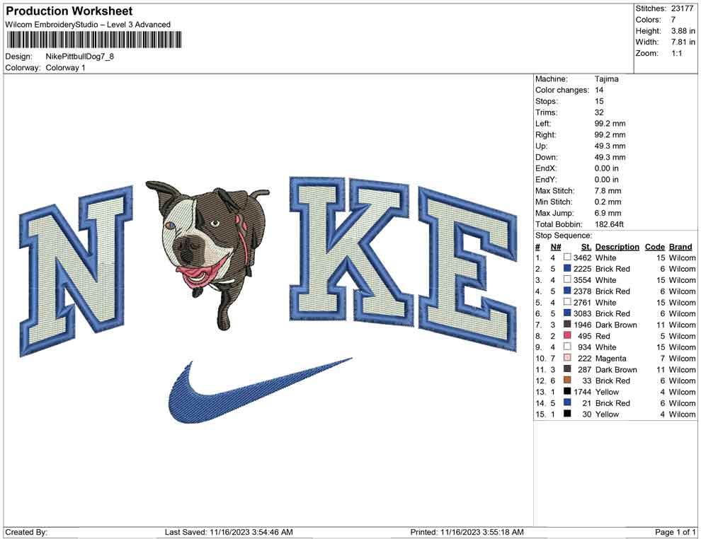 Nike pitbull dog