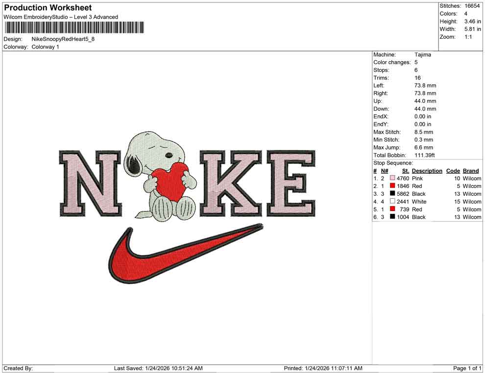 Nike Snoopy Red Heart