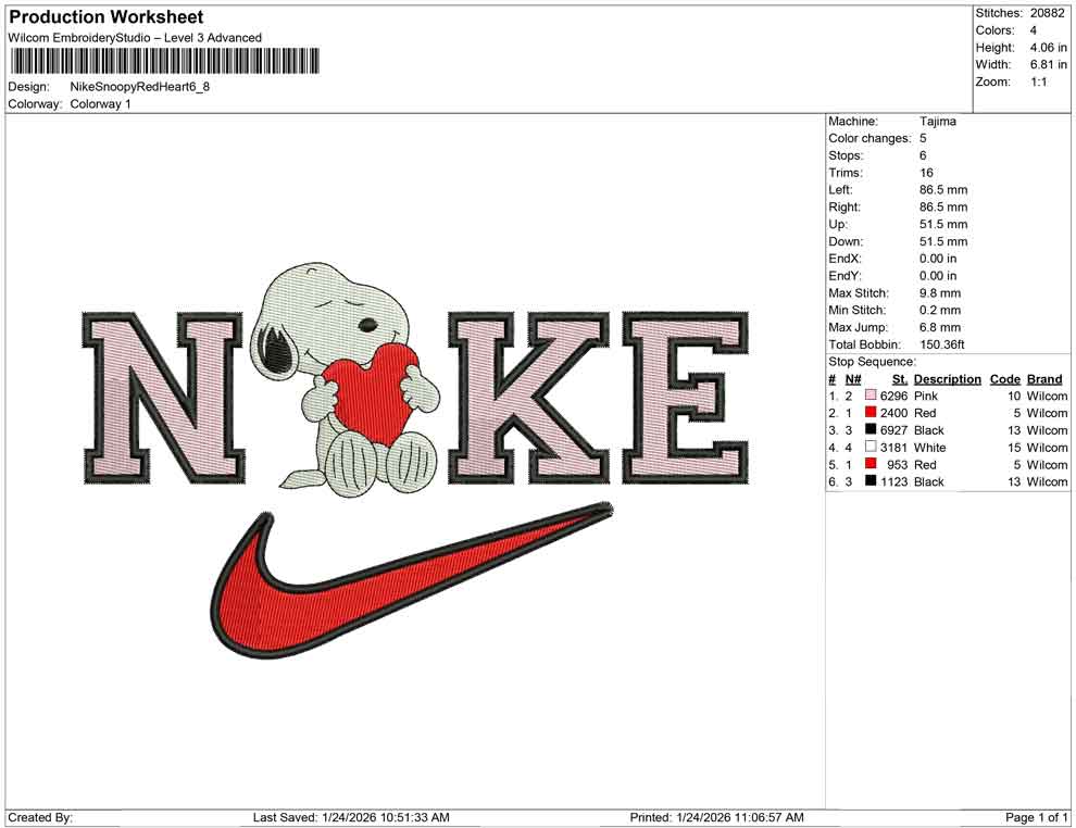 Nike Snoopy Red Heart
