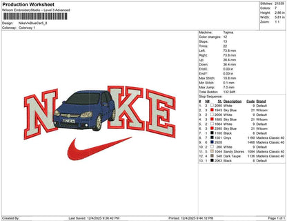 Nike VW blue car