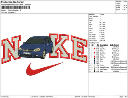 Nike VW blue car