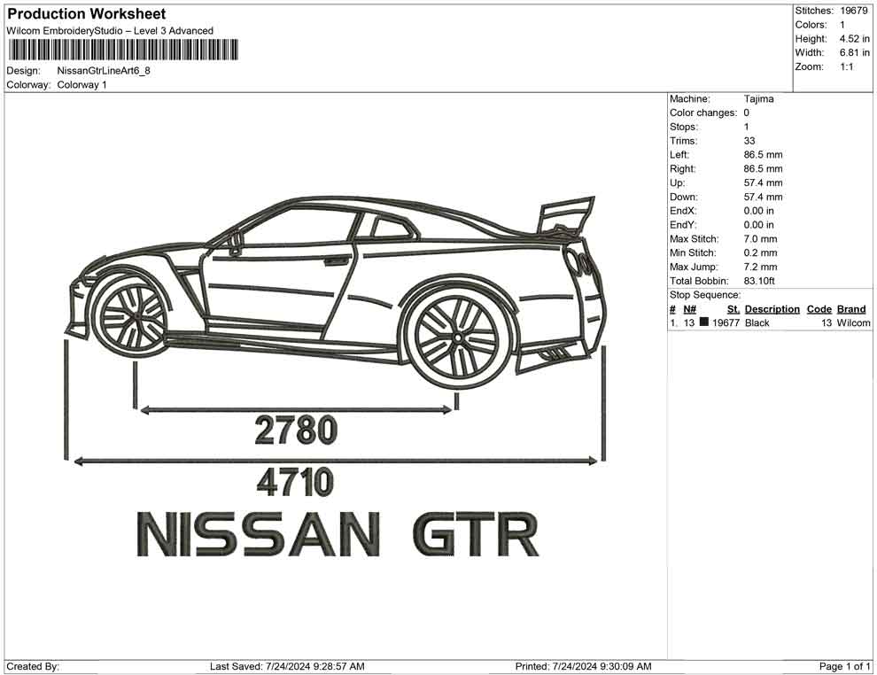 Nissan GTR Line Art