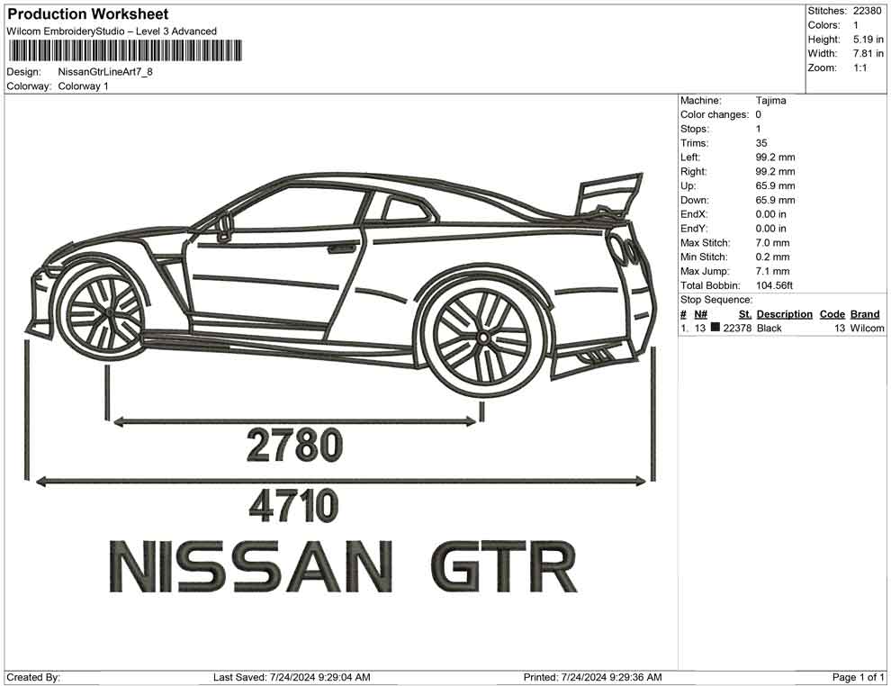 Nissan GTR Line Art