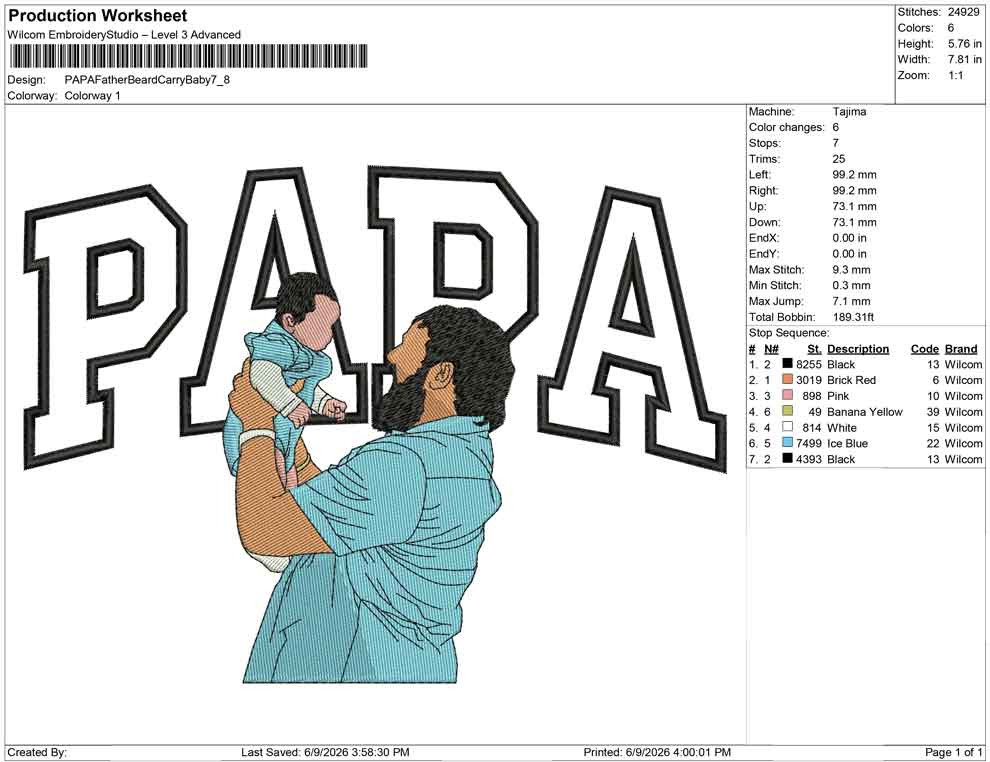 PAPA Father Beard Carry Baby
