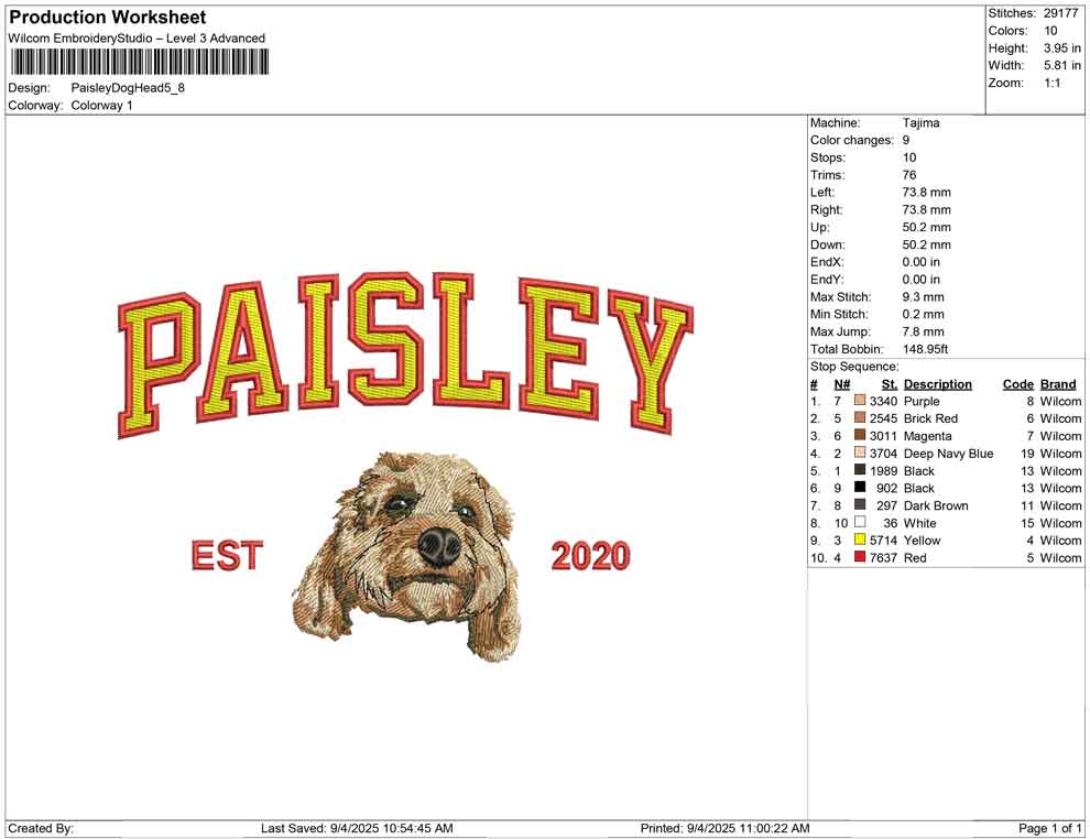 Paisley Dog Head