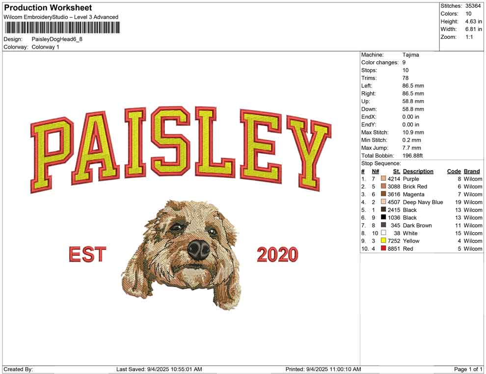 Paisley Dog Head