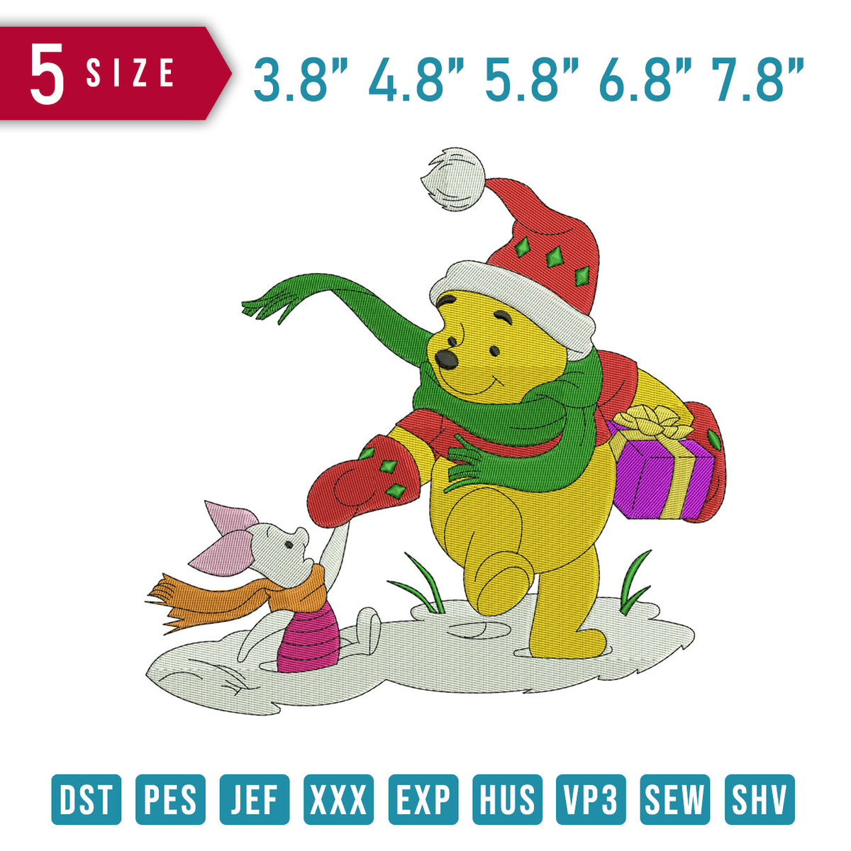 Pooh Piglet Skating Xmas