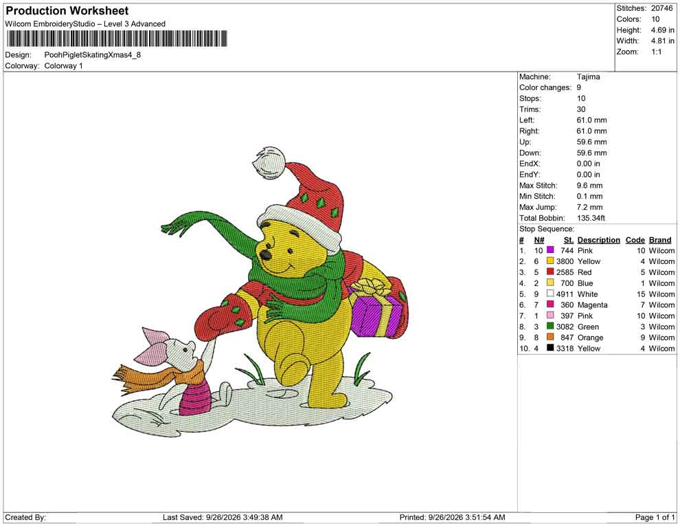 Pooh Piglet Skating Xmas