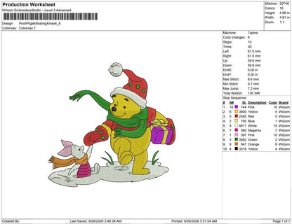 Pooh Piglet Skating Xmas