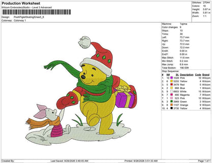 Pooh Piglet Skating Xmas