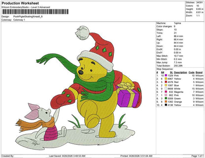Pooh Piglet Skating Xmas