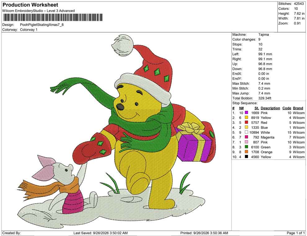 Pooh Piglet Skating Xmas