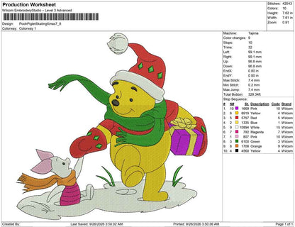 Pooh Piglet Skating Xmas