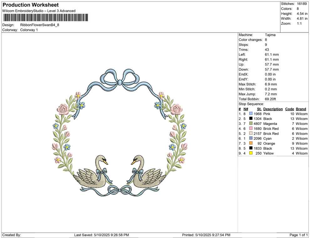 Ribbon Flower Swan B