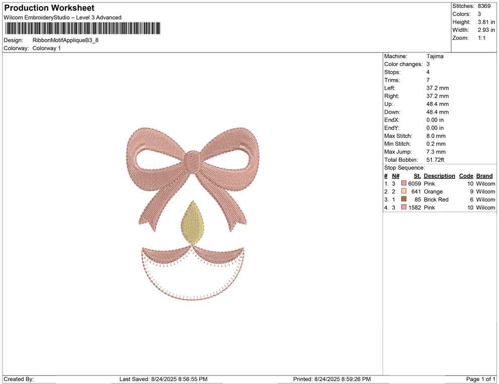Ribbon Motif Applique B