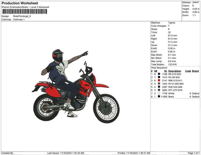 Rider pointing
