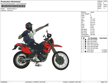 Rider pointing