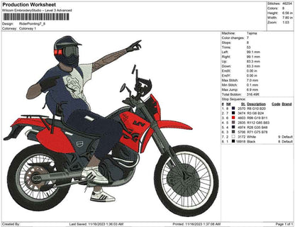 Rider pointing