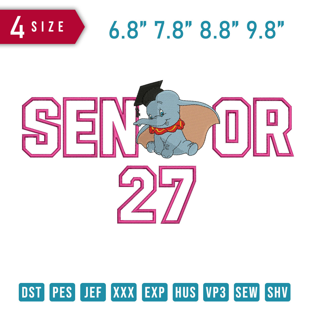 SENIOR 27 Elephant Applique