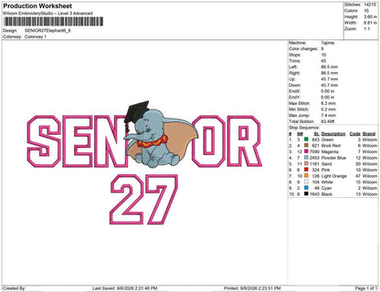 SENIOR 27 Elephant Applique