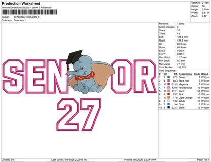 SENIOR 27 Elephant Applique