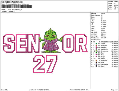 SENIOR 27 Frog Girl Applique