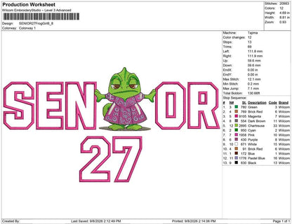 SENIOR 27 Frog Girl Applique
