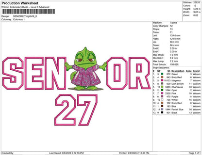 SENIOR 27 Frog Girl Applique