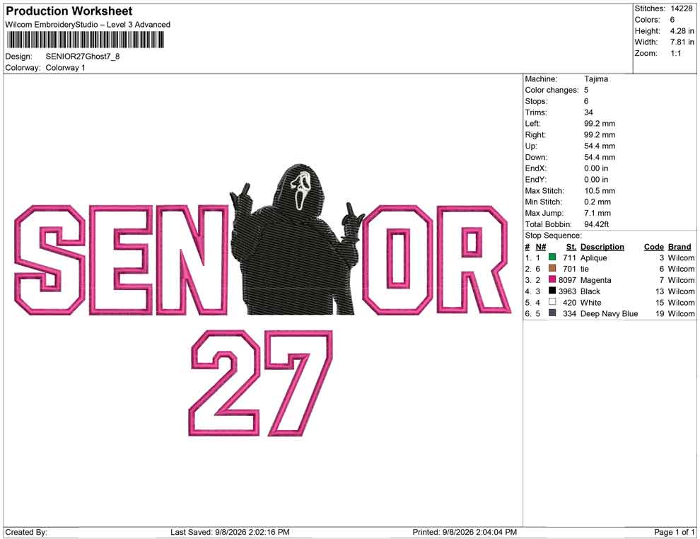 SENIOR 27 Ghost Applique